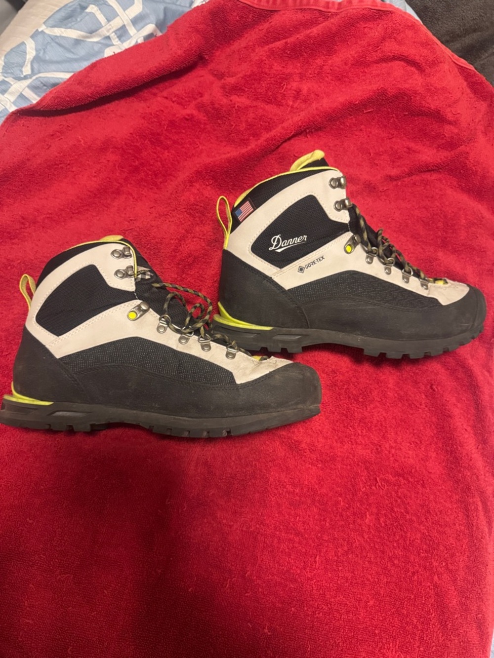 Danner Men's Black & Cream Gore-Tex Hiking Boots with Yellow Accents